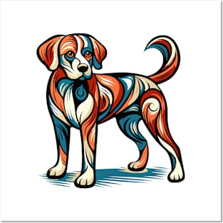 Pop art dog illustration. cubism illustration of a dog Posters and Art